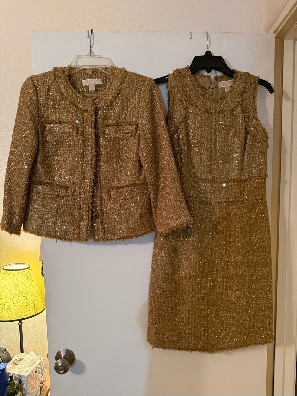 MICHAEL Michael Kors Gold Tweed Jacket & Sleeveless Dress Set